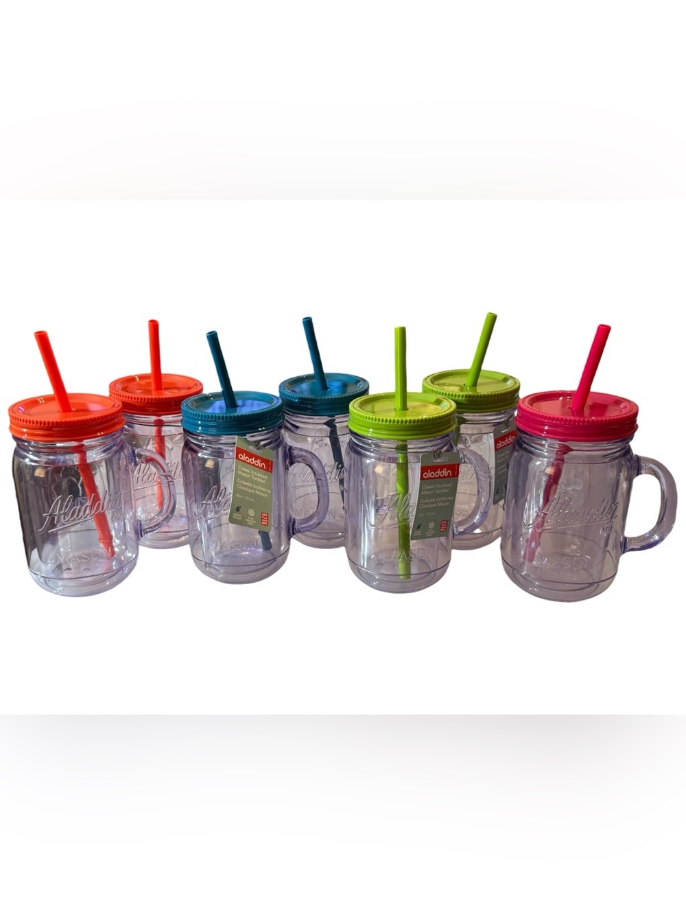 ONE Aladdin Classic Double-walled Mason Tumbler with Blue Lid & Straw, 20 oz. - Picture 6 of 6